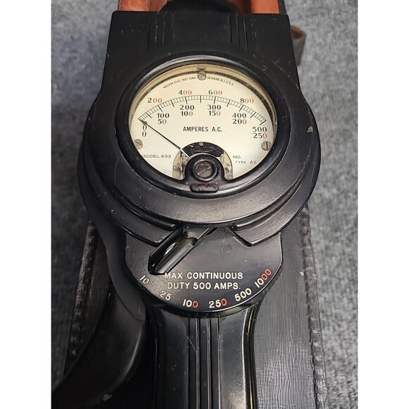 Vintage Weston Model 633-60 Amperes A.C. Clamp-On Amp meter w/ Case UNTESTED - Picture 2 of 4
